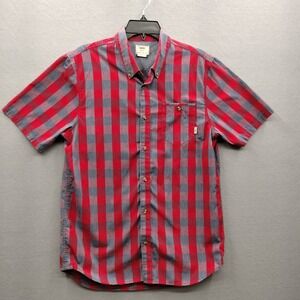 Vans Short Sleeve Plaid Button Up Shirt Mens Size M Skater S Cotton Off The Wall